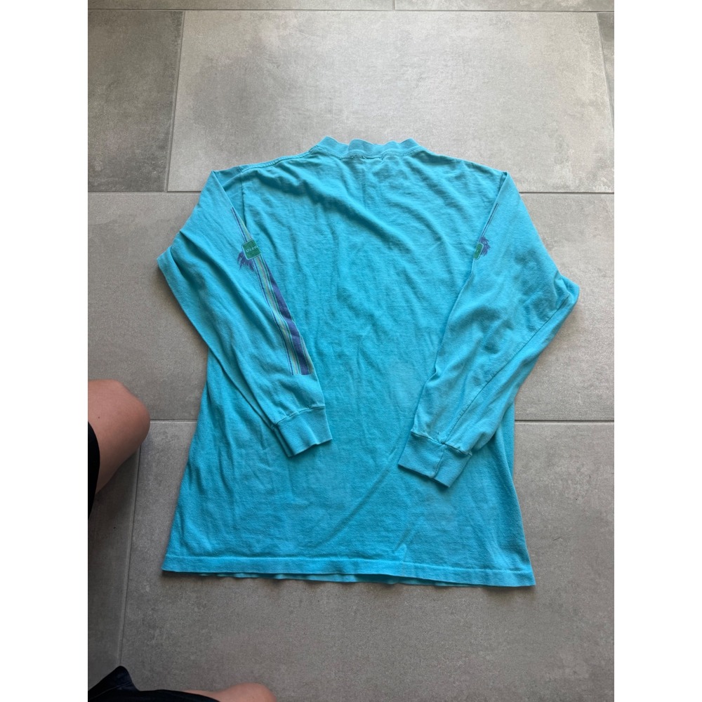 Vintage 90s Ocean Pacific Long Sleeve Graphic T-Shirt Blue Mens Fits Like Medium - Picture 7 of 7